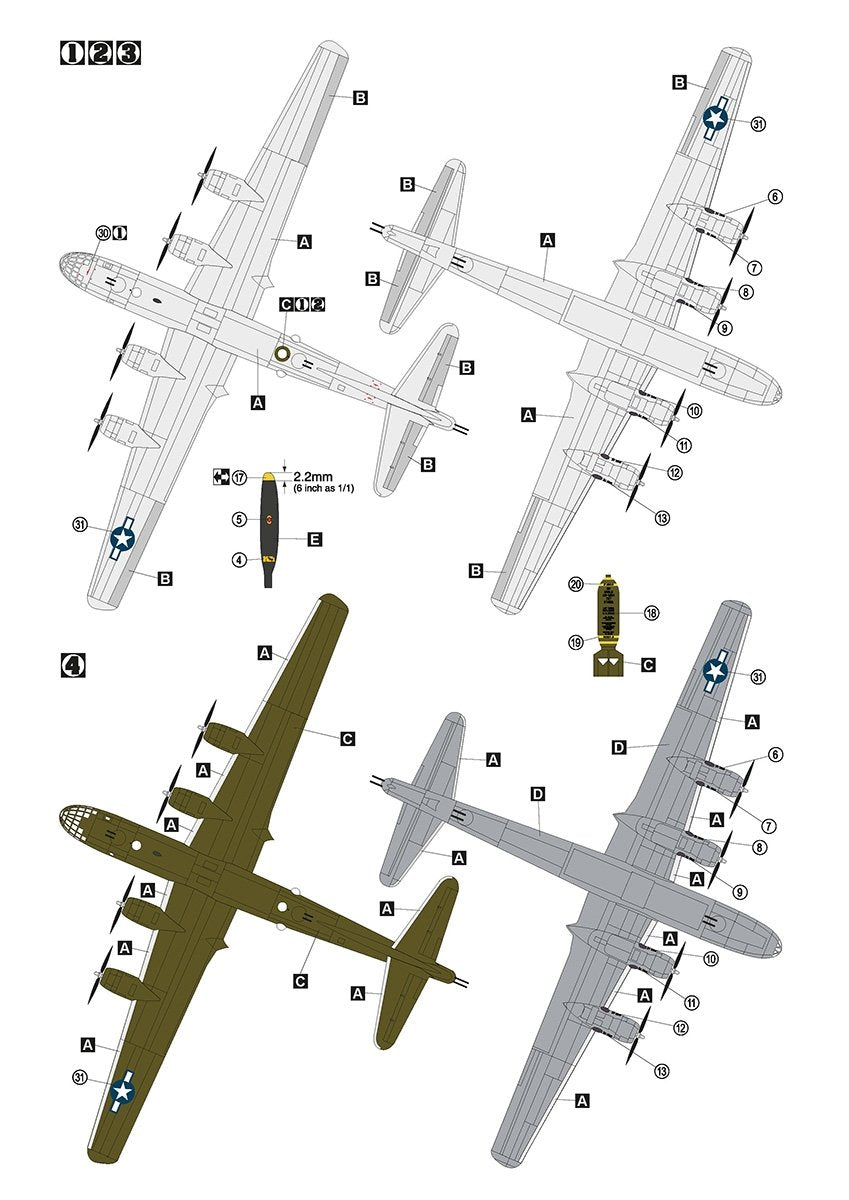 Hobby 2000 72070 B-29 Superfortress ( ACADEMY + CARTOGRAPH + MASKS ) 1/72 – Bild 4