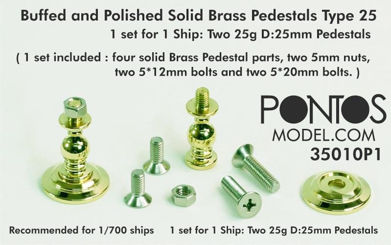 Pontos 35010P1 Buffed &amp;amp; Polished Solid Brass Pedestals Type 25