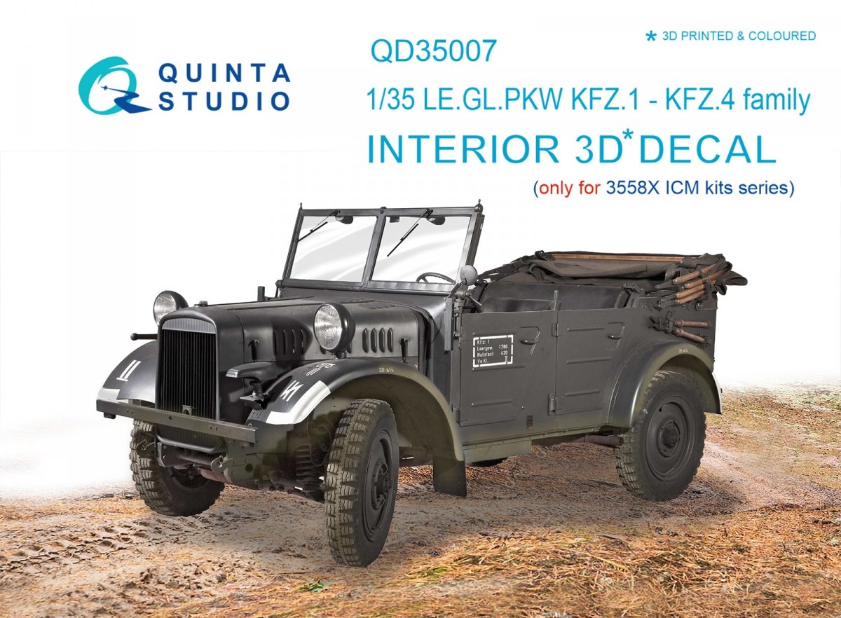 Quinta Studio QD35007 KFZ 1-4 3D-Printed &amp; colored Interior on decal paper (for ICM kits) 1/35
