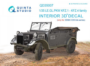 Quinta Studio QD35007 KFZ 1-4 3D-Printed &amp;amp; colored Interior on decal paper (for ICM kits) 1/35