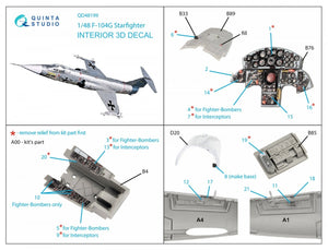 Quinta Studio QD48199 F-104G 3D-Printed &amp;amp; colored Interior on decal paper (Kinetic) 1/48 – image 2