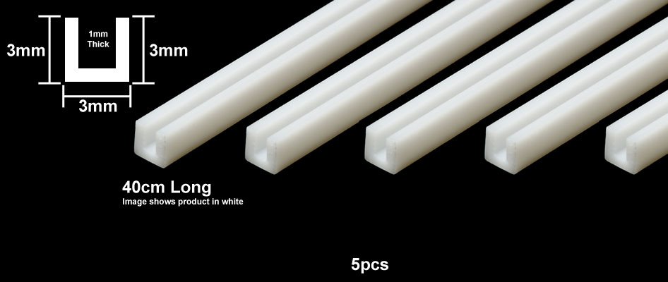 Profilé en U transparent en plastique Tamiya 70207, 3 mm