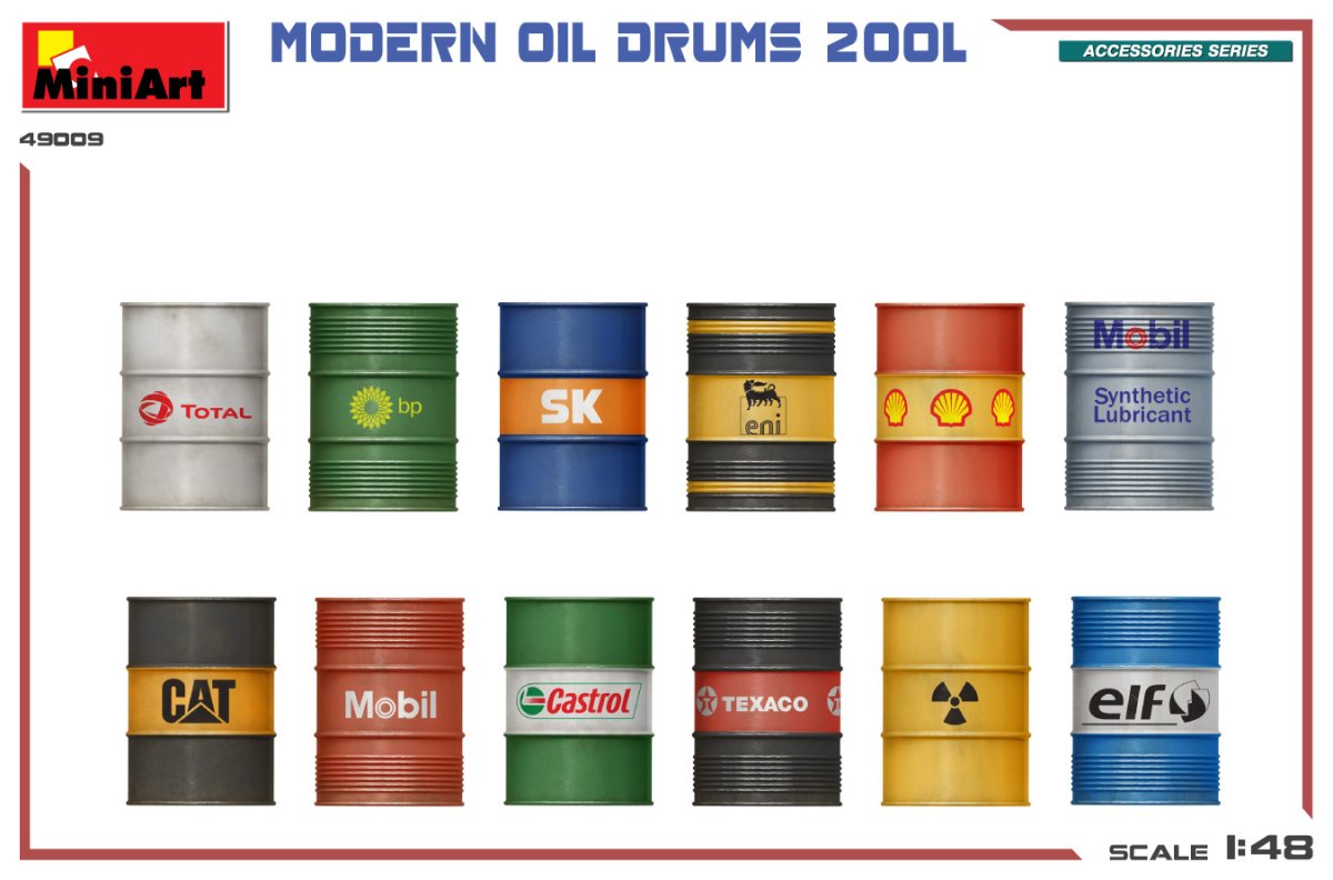 MiniArt 49009 MODERN OIL DRUMS 200L 1/48 – obrázek 3