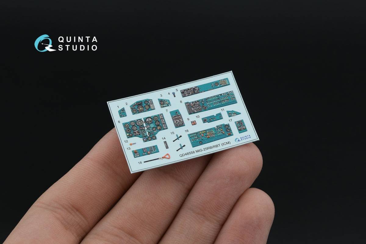 Quinta Studio QD+48558 MiG-25RB/MiG-25RBT 3D-Printed &amp;amp; colored Interior on decal paper (ICM) (with 3D-printed resin parts) 1/48 – obrázek 6