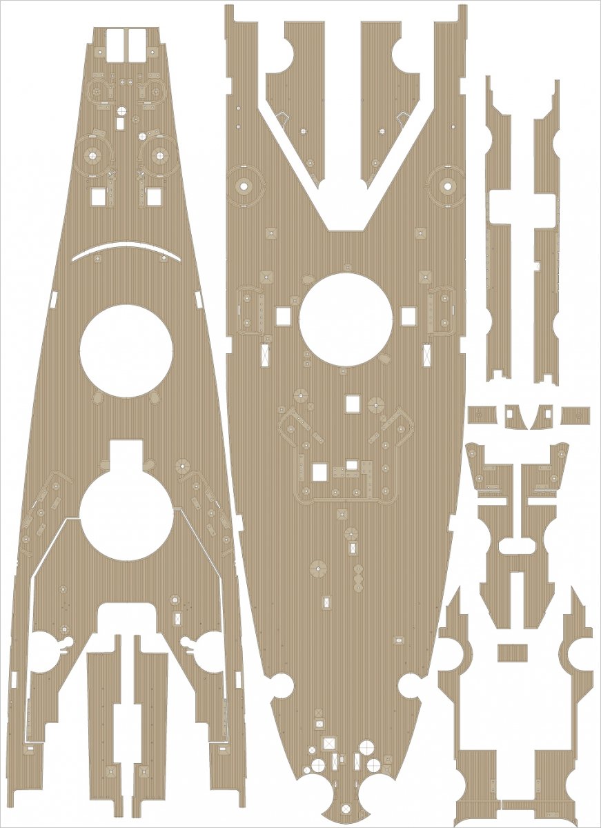 Pontos 20004WD1 USS BB-61 Iowa 1944 Wooden Deck set (Teak Tone) 1/200 – image 4