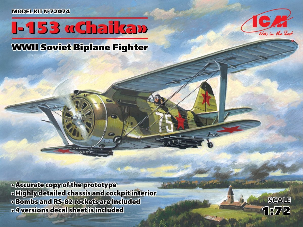 ICM 72074 Soviet Biplane Fighter Ilyushin I-153 WWII