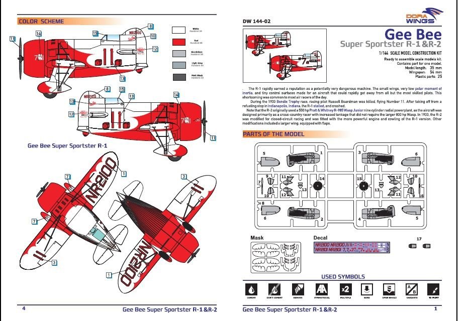 Dora Wings 14402 GeeBee Supersporster R1&amp;amp;R2 1/144 – obrázek 4