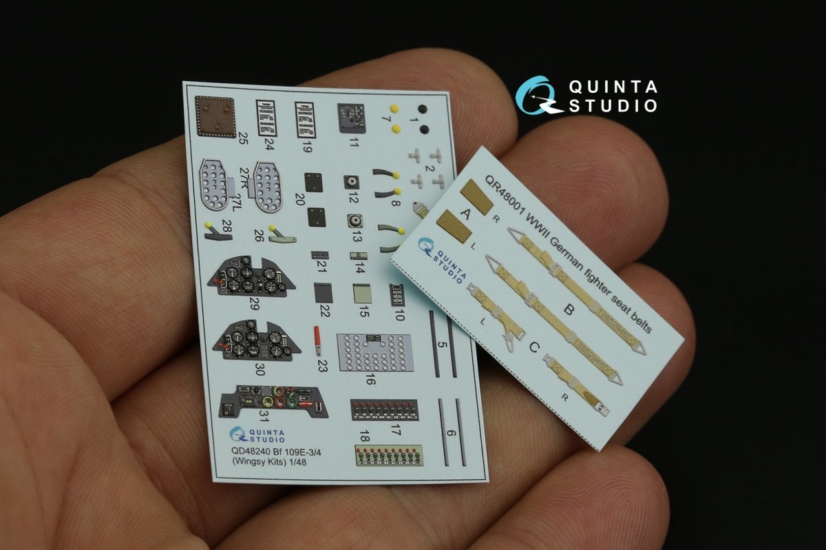 Quinta Studio QD48240 Bf 109E-3/4 3D-Printed &amp;amp; colored Interior on decal paper (Wingsy kits) 1/48 – immagine 11
