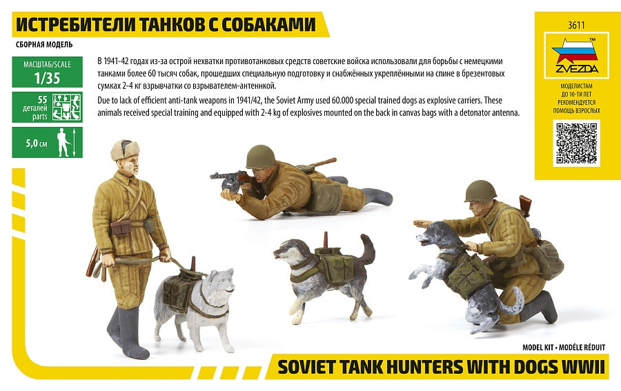 Zvezda 3611 Soviet Tank Hunters with Dogs WWII 1/35