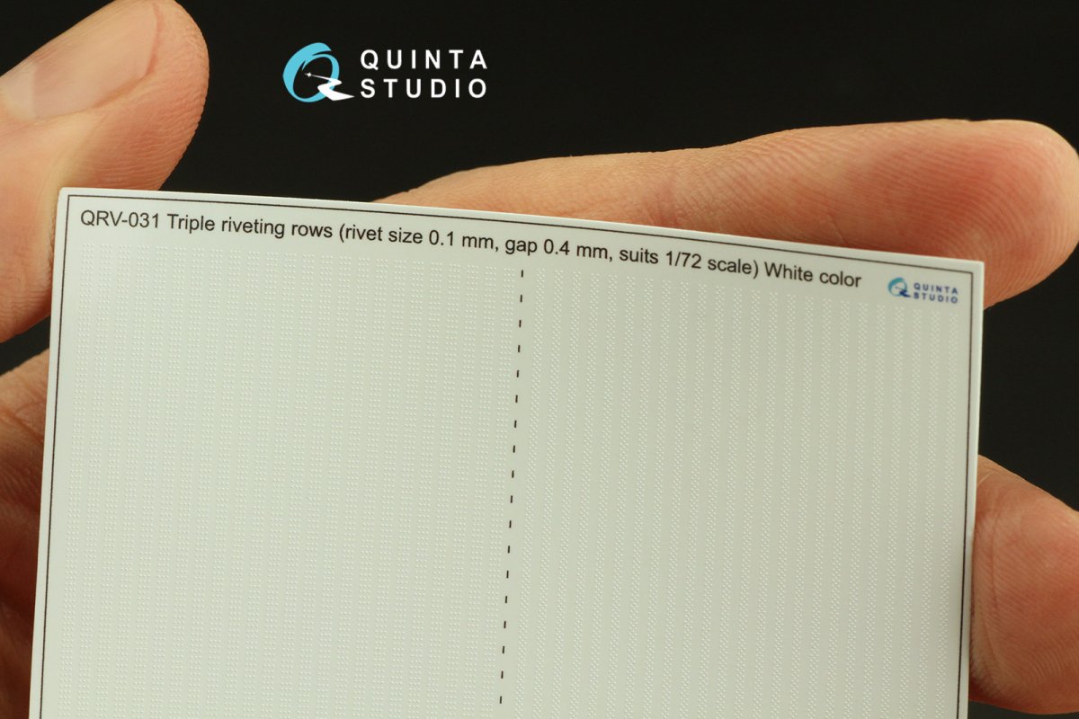 Quinta Studio QRV-031 Triple riveting rows (rivet size 0.10 mm, gap 0.4 mm, suits 1/72 scale), White color, total length 6.6 m/22 ft – image 2