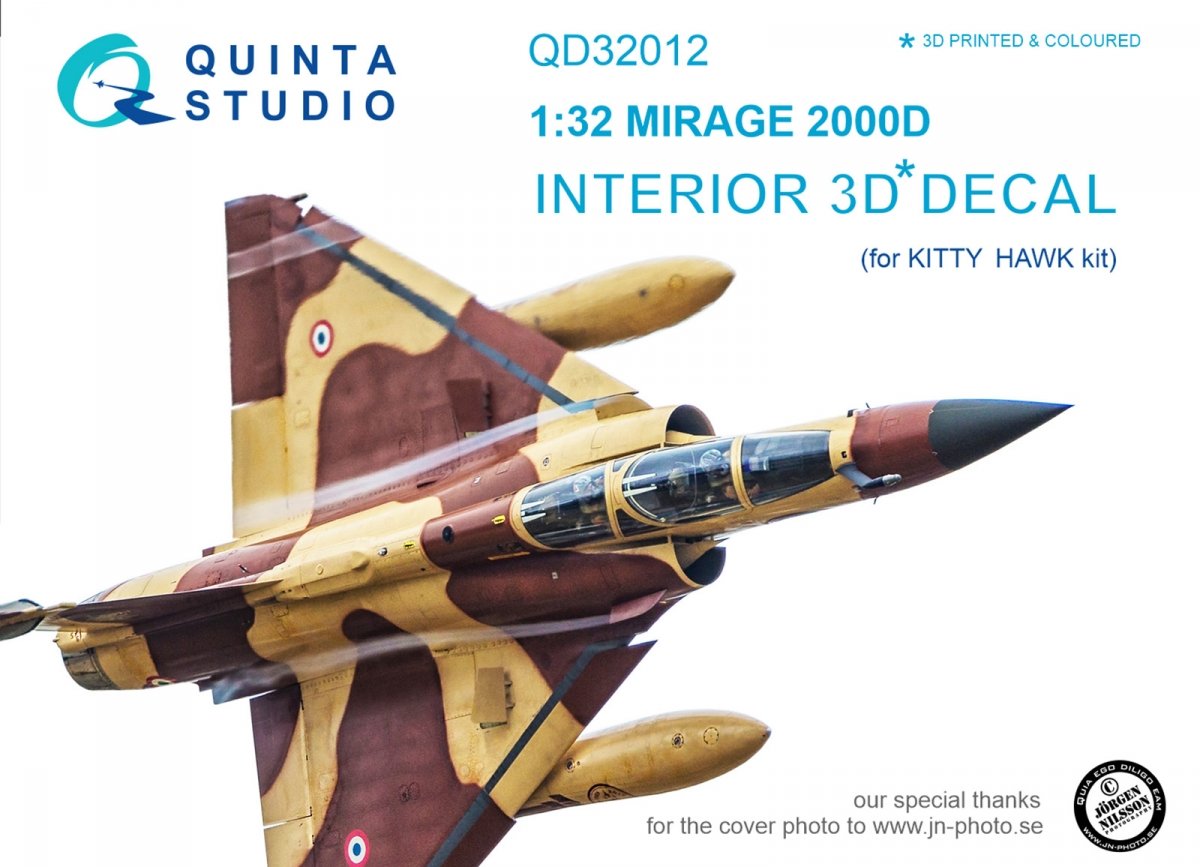 Quinta Studio QD32012 Mirage 2000D 3D-Printed &amp; colored Interior on decal paper (for Kitty Hawk kit) 1/32