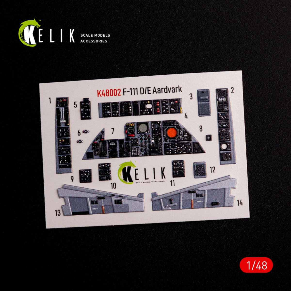KELIK K48002 F-111 A/E Aardvark interior 3D decals for HobbyBoss kit 1/48 – image 2
