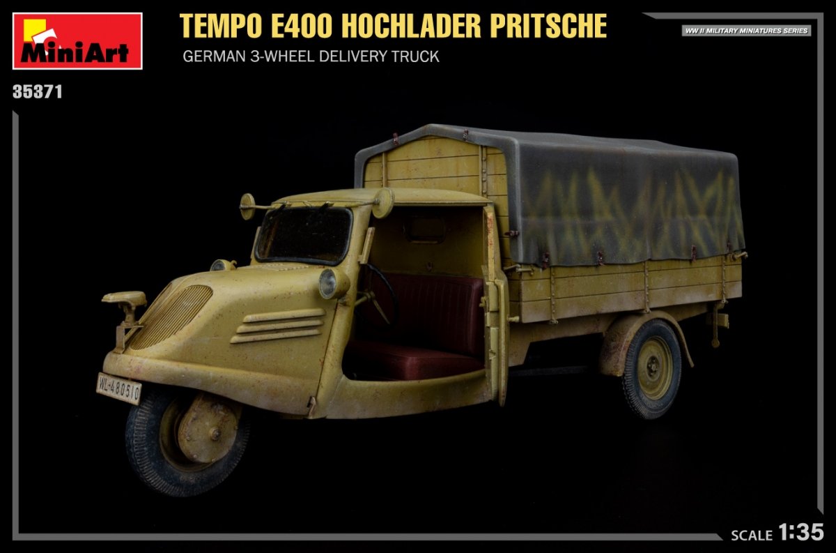 MiniArt 35371 Tempo E400 Hochlader Pritsche German 3-wheel delivery truck 1/35 – immagine 3