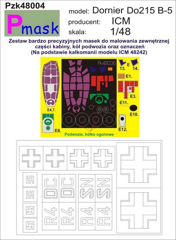 P-Mask PZK48004 DORNIER DO215B-5 (ICM 48242) 1/48