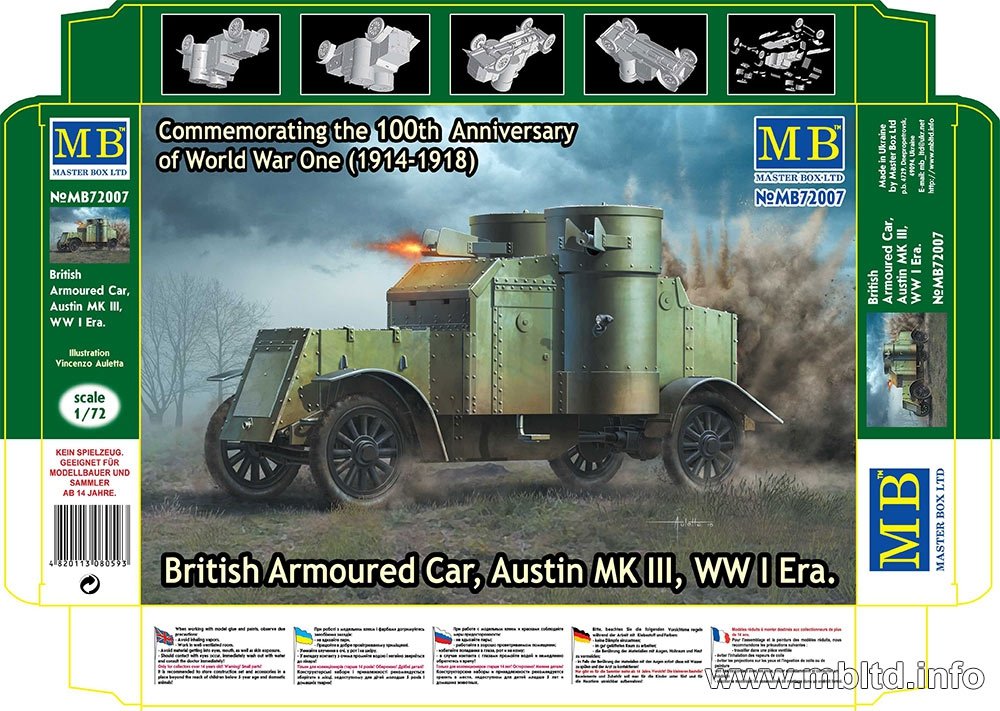 MASTER BOX 72007 British Armoured Car Austin MK III WW I Era 1/72