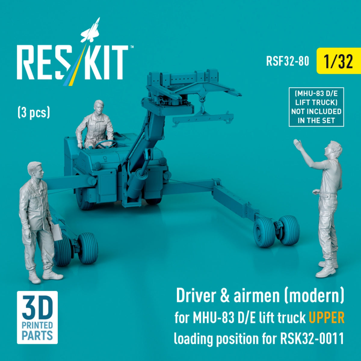 RESKIT RSF32-0080 Driver &amp;amp; airmen (modern) (3 pcs) (MHU-83 D/E lift truck UPPER loading position for RSK32-0011) (3D Printed) 1/32 – image 3