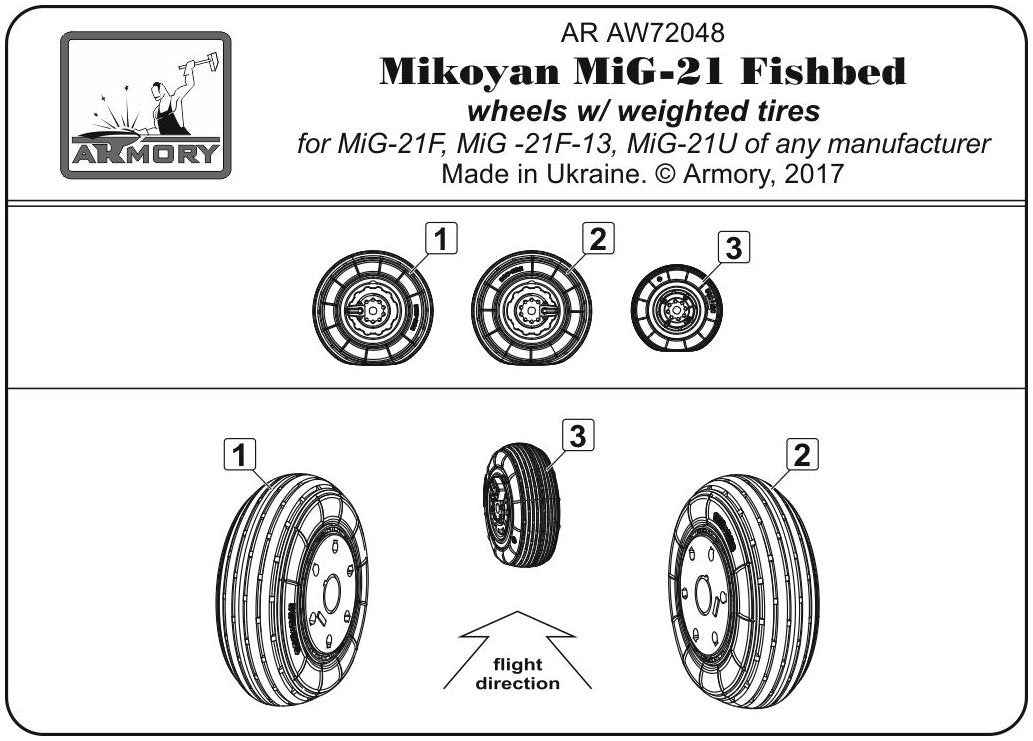 Armory Models AW72048 Mikoyan MiG-21 Fishbed wheels w/ weighted tires, early 1/72 – immagine 6