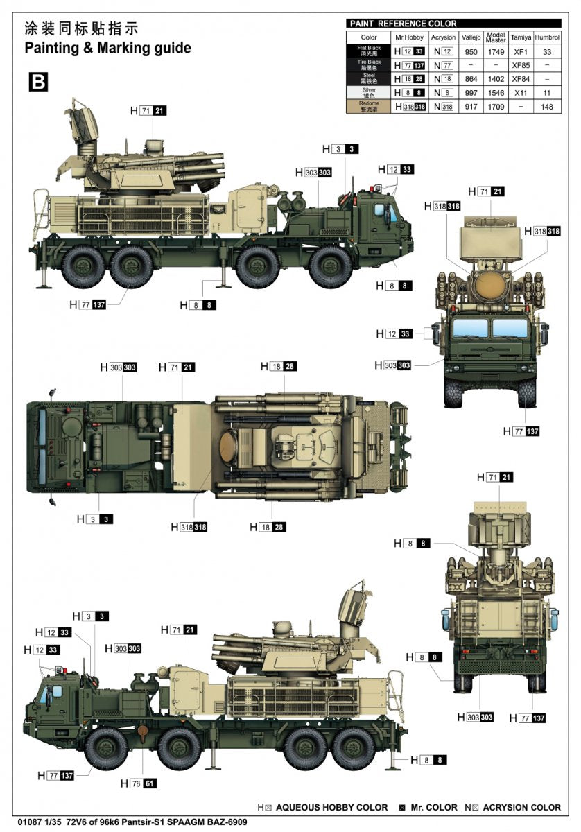 Trumpeter 01087 72V6 of 96k6 Pantsir-S1 SPAAGM BAZ-6909 1/35 – image 6