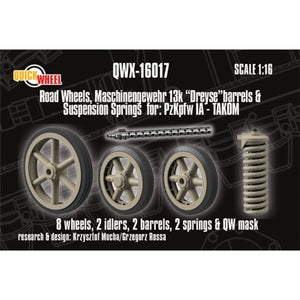 Quickwheel QWX-16017 Road wheels; MG 13k "Dreyse" barrels &amp; Suspension springs for Pz.Kpfw. IA - Takom 1/16