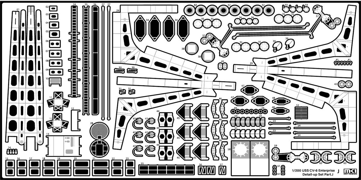 MK1 Design MD-20021 US Navy Aircraft Carrier CV-6 Enterprise Detail Up Parts Dx for Trumpeter 1/200 – Bild 59