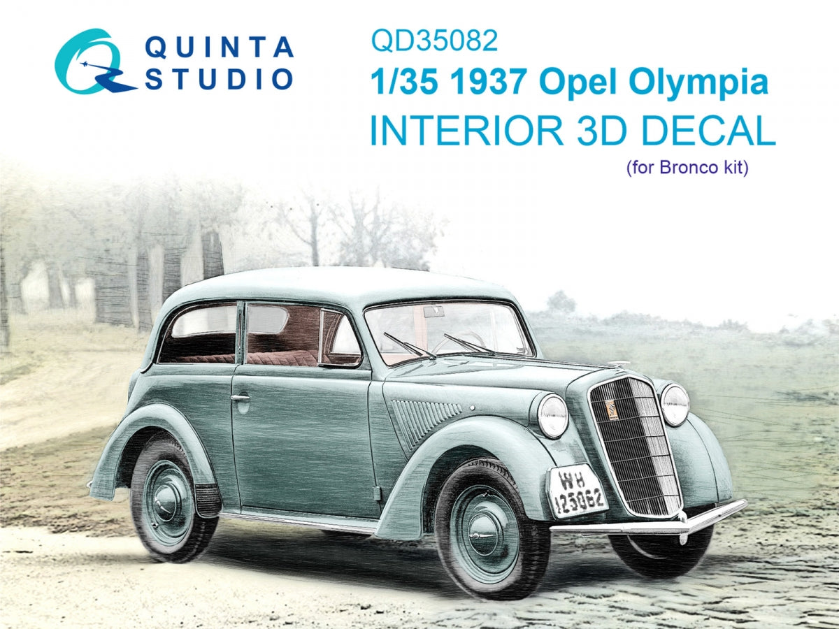 Quinta Studio QD35082 1937 Opel Olympia 3D-Printed &amp;amp; colored Interior on decal paper (Bronco) 1/35