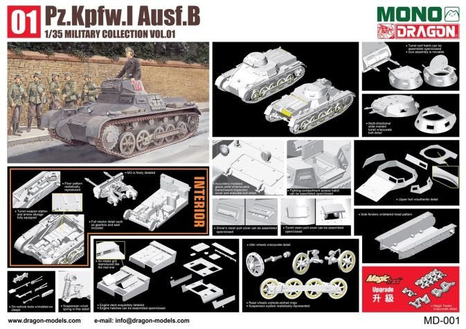 Dragon MD001 Pz.Kpfw.I Ausf.B avec intérieur 1/35