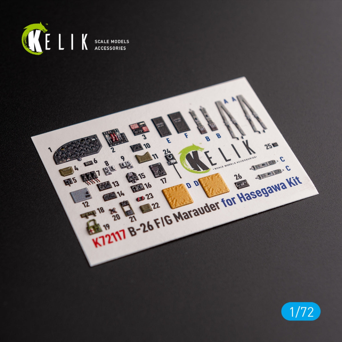 KELIK K72117 B-26 F/G Marauder - interior 3D decals for Hasegawa kit 1/72