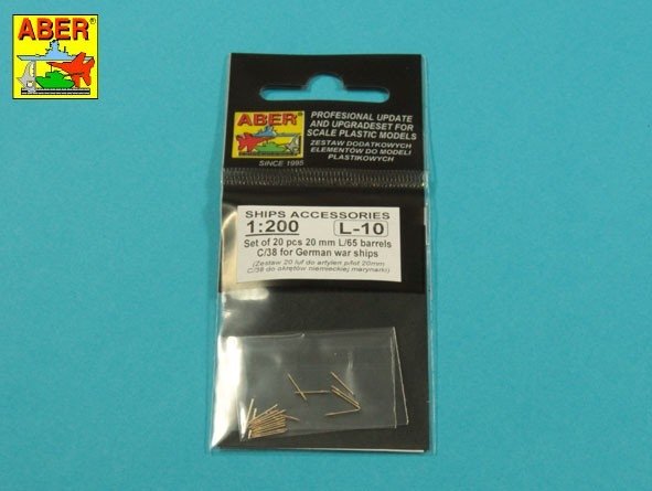 Aber 200L-10 Set of 20 barrels 20 mm L/65 C/38 for German ships 1/200 – image 3