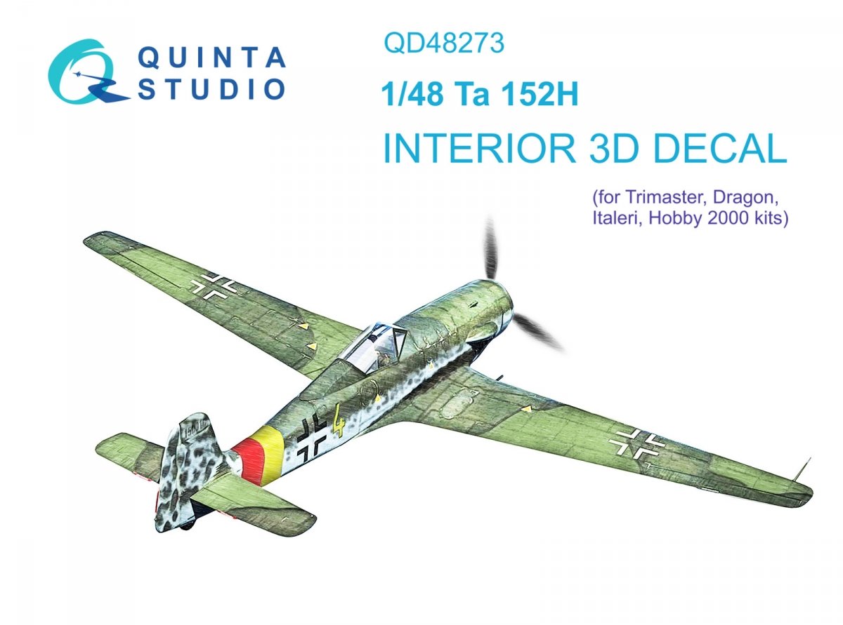 Quinta Studio QD48273 Ta 152H 3D-Printed &amp; colored Interior on decal paper (Dragon) 1/48