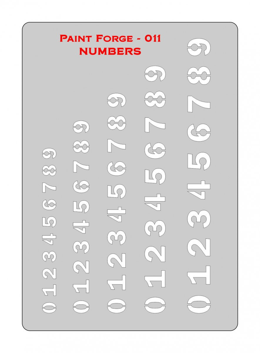 Paint Forge PFST011L STENCIL - NUMBERS