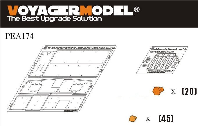 Voyager Model PEA174 WWII German Pz.Kpfw.IV Ausf.D mit 75mm Kw.K.40 L/43 Additional Armor (For DRAGON 6330) 1/35