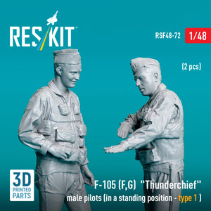 RESKIT RSF48-0072 F-105 (F, G) &amp;quot;Thunderchief&amp;quot; male pilots (in a standing position - type 1) (2 pcs) (3D Printed) 1/48 – image 2