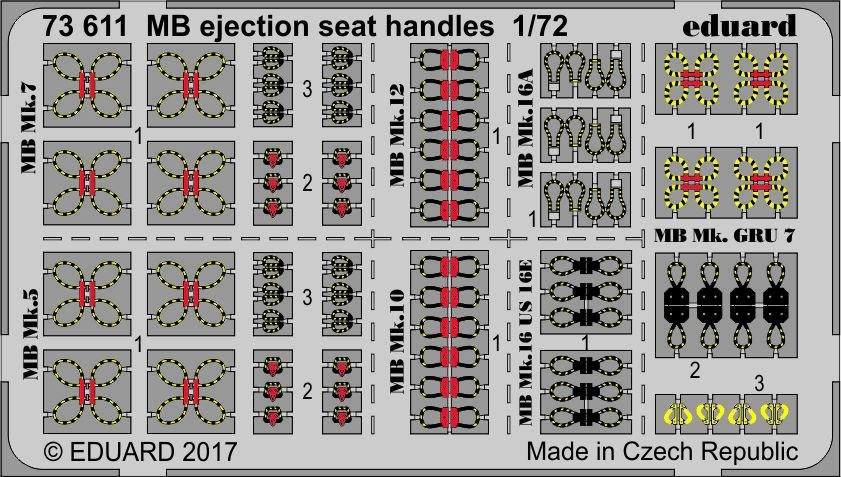 Poignées de siège éjectable Eduard 73611 MB 1/72