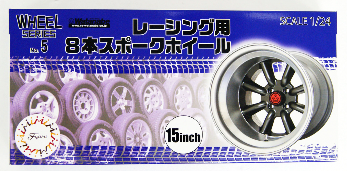 Roues Fujimi 193465 à 8 rayons pour course 15 pouces 1/24 
