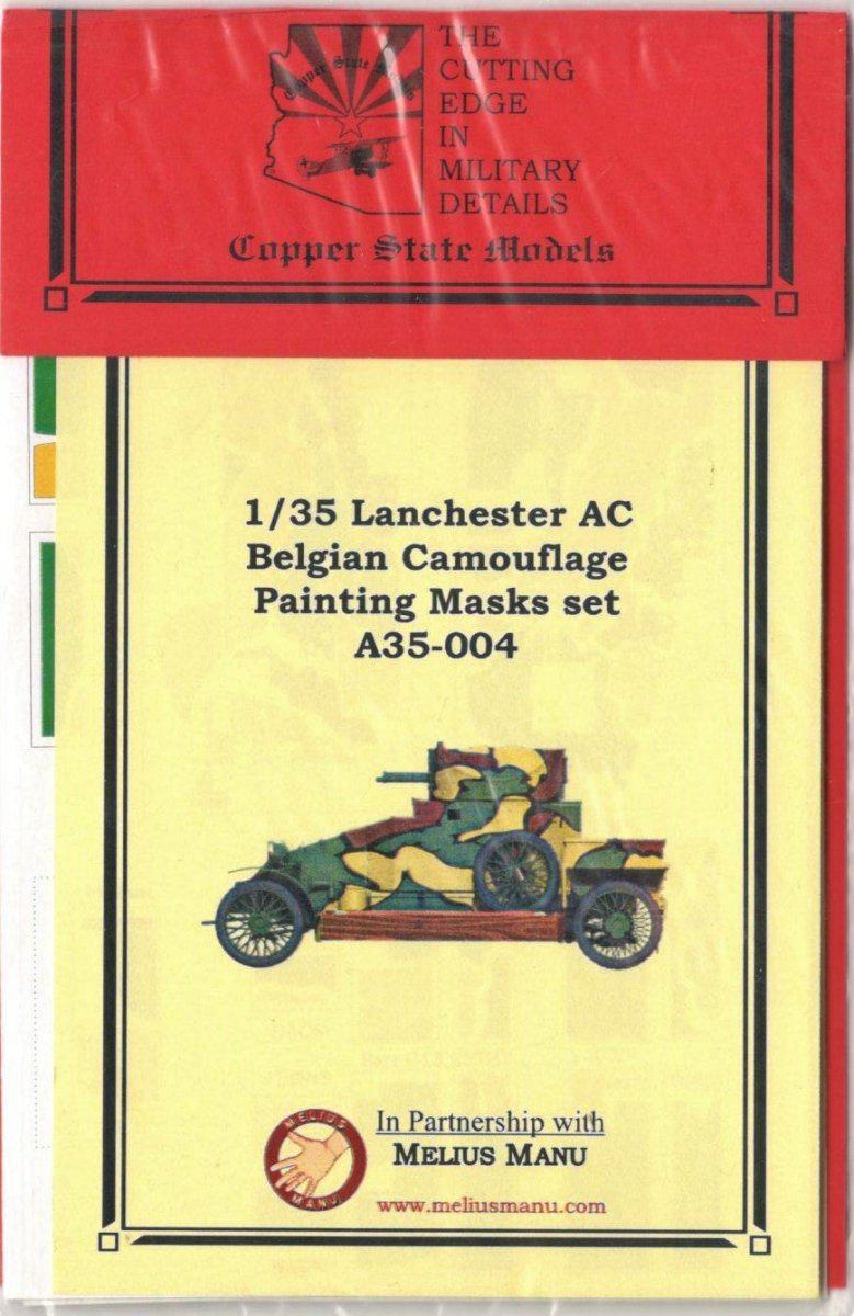 Copper State Models A35-004 Lanchester Armored Car Belgian Camouflage Painting Masks Set (CSM kit) 1/35