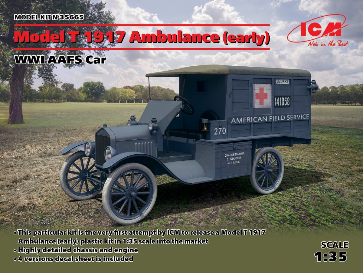 ICM 35665 Model T 1917 Ambulance (early), WWI AAFS Car 1/35