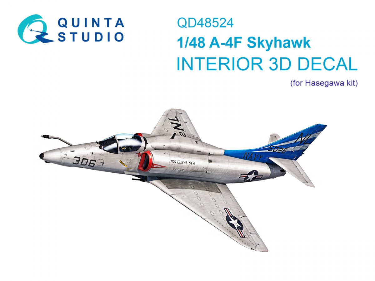 Quinta Studio QD48524 A-4F 3D-Printed &amp; colored Interior on decal paper (Hasegawa/Hobby2000) 1/48