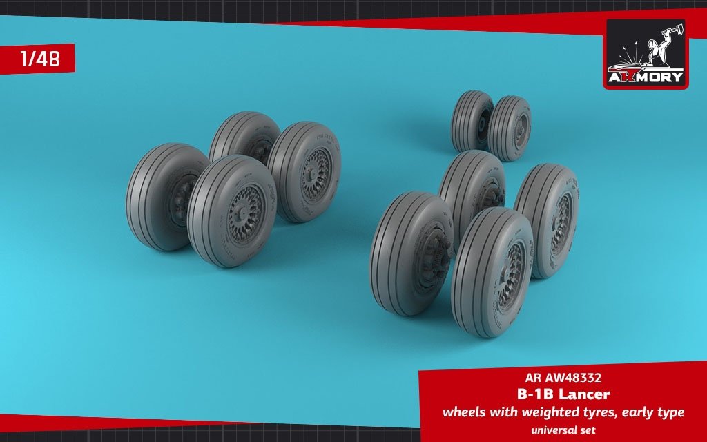 Armory Models AW48332 B-1B Lancer wheels w/ weighted tires, early 1/48 – image 2