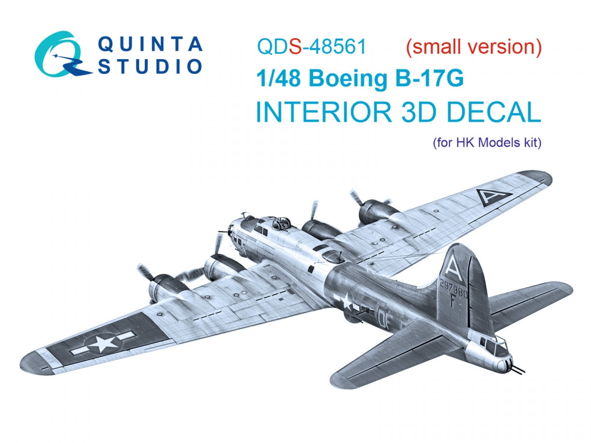 Quinta Studio QDS-48561 Boeing B-17G 3D-Printed &amp; colored Interior on decal paper (HK models) (small version) 1/48