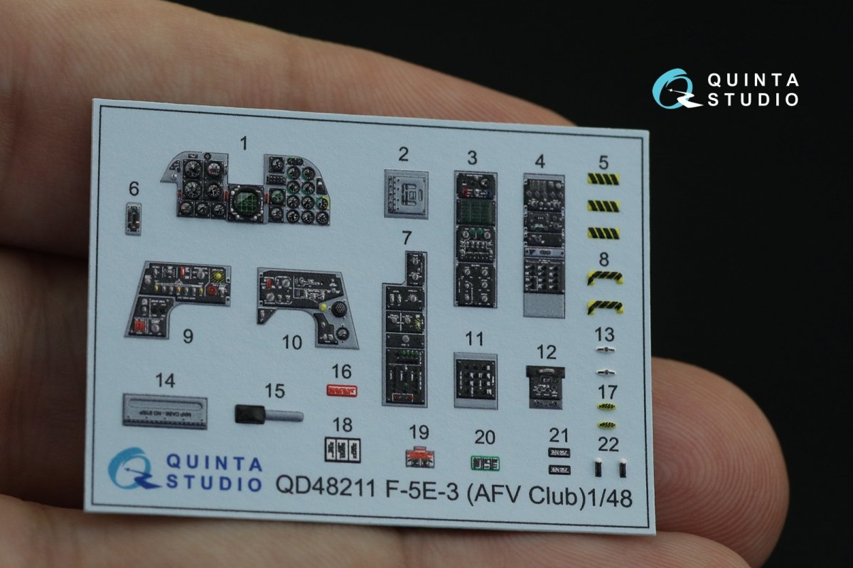 Quinta Studio QD48211 F-5E-3 Tiger II 3D-Printed &amp;amp; colored Interior on decal paper ( AFV Club ) 1/48 – image 8