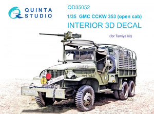 Quinta Studio QD35052 GMC CCKW 353 (open cab) 3D-Printed &amp;amp; colored Interior on decal paper (Tamiya) 1/35