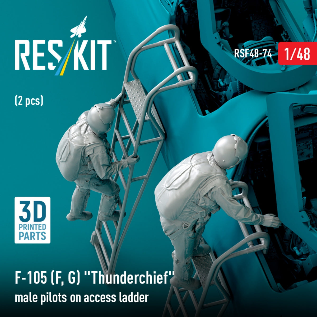 RESKIT RSF48-0074 F-105 (F, G) &amp;quot;Thunderchief&amp;quot; male pilots on access ladder (2 pcs) (3D Printed) 1/48 – image 3