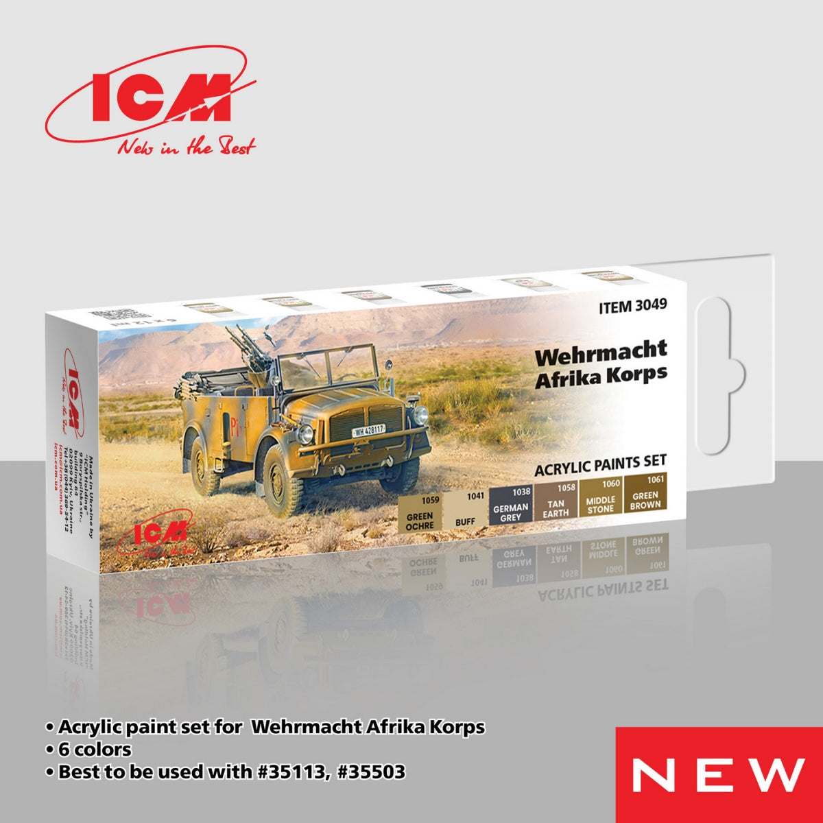 ICM 3049 Acrylic paints set for Wehrmacht Afrika Korps 12 ml x 6