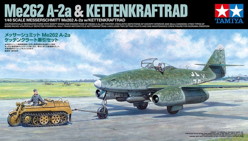 Tamiya 25215 MESSERSCHMITT ME262 A-2A W/Kettenkraftrad 1/48 – Bild 2