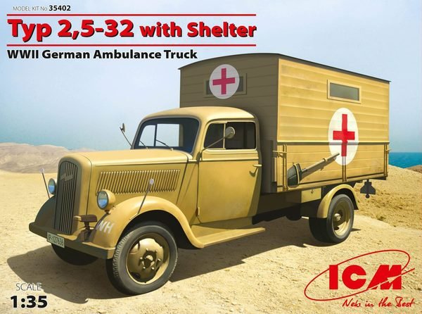 ICM 35402 Typ 2.5-32 with Shelter WWII German Ambulance Truck 1/35