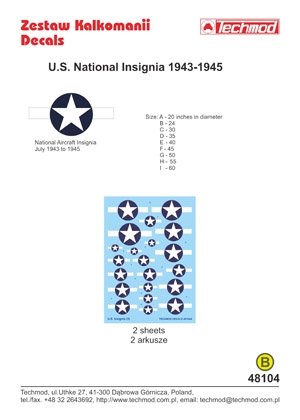Techmod 48104 - US National Insignia 1943-1945 1/48 – imagen 2