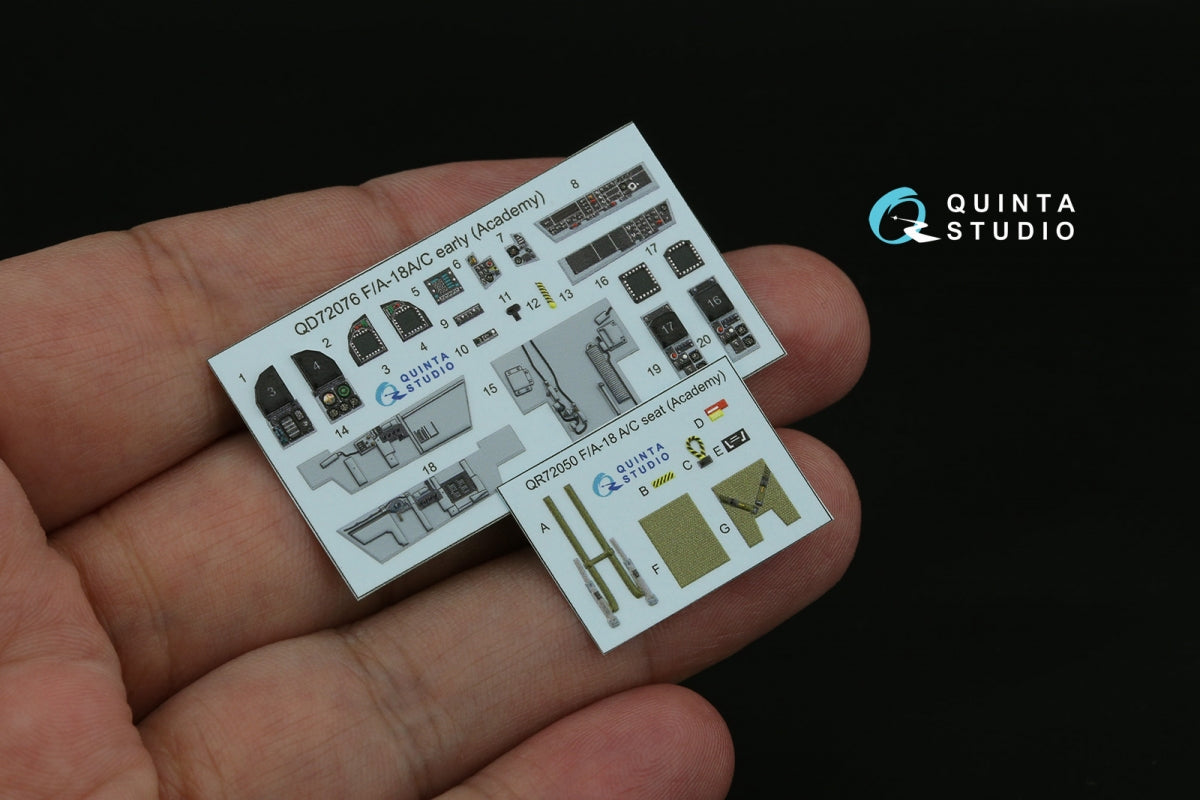 Quinta Studio QD72076 F/A-18A/C early 3D-Printed &amp;amp; colored Interior on decal paper (Academy) 1/72 – image 2