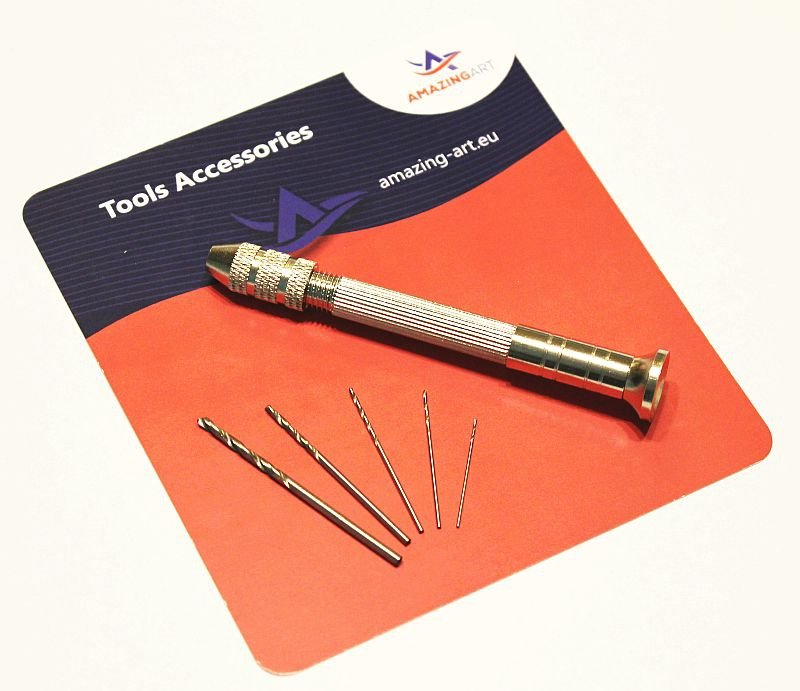 Amazing Art 18635 MINI HAND DRILL + 5 DRILL BITS VARIOUS SIZES