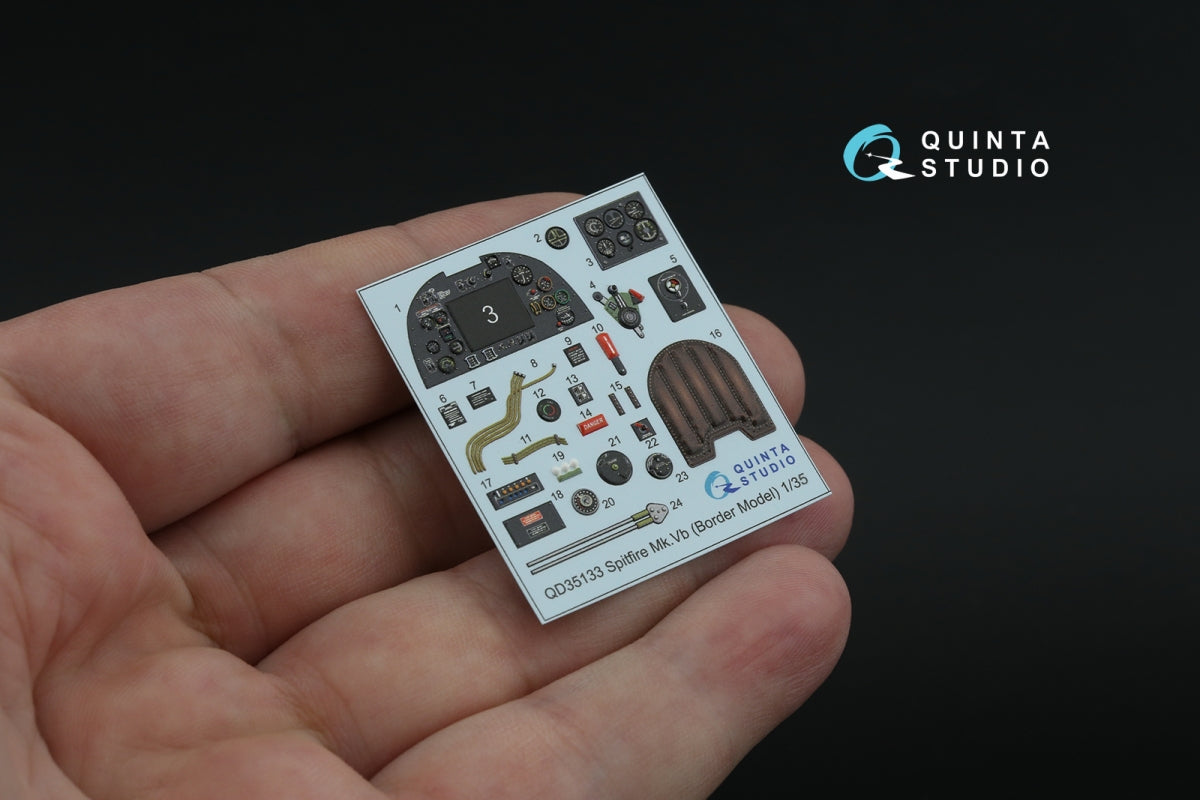 Quinta Studio QD35133 Spitfire Mk. Vb 3D-Printed colored Interior on decal paper (Border model) 1/35 – obrázek 4