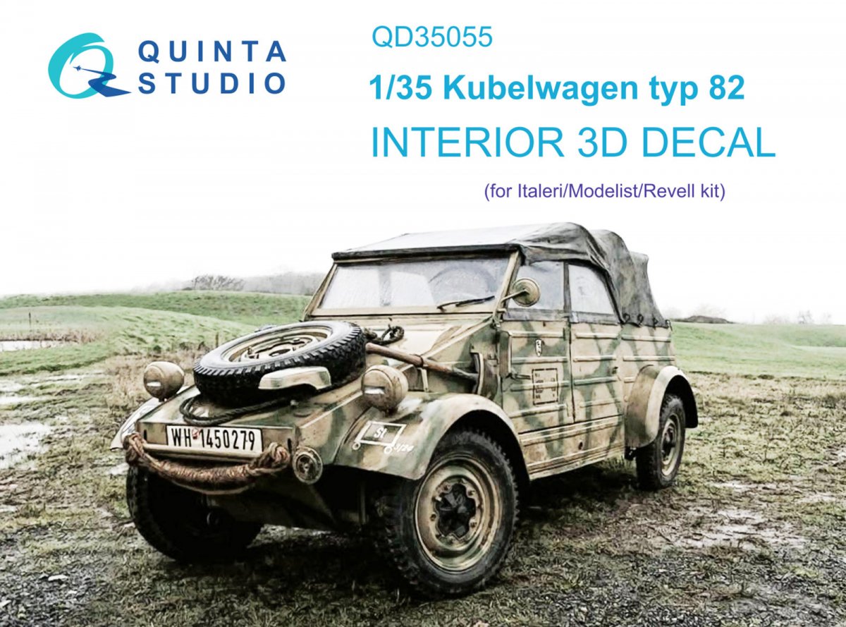 Quinta Studio QD35055 Kubelwagen type 82 3D-Printed &amp; colored Interior on decal paper (Italeri) 1/35